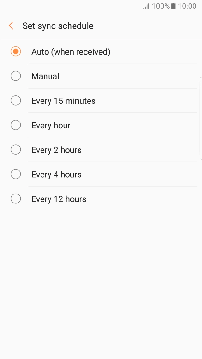 Press the required setting.