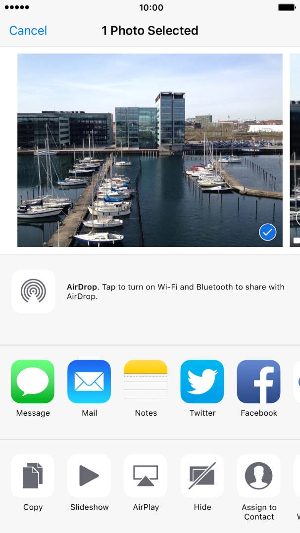Press the AirDrop icon to turn on the function.