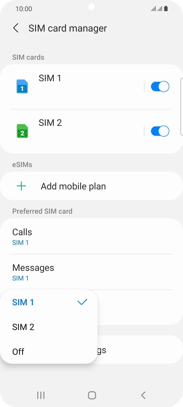 Press the required setting. Press the required setting.
