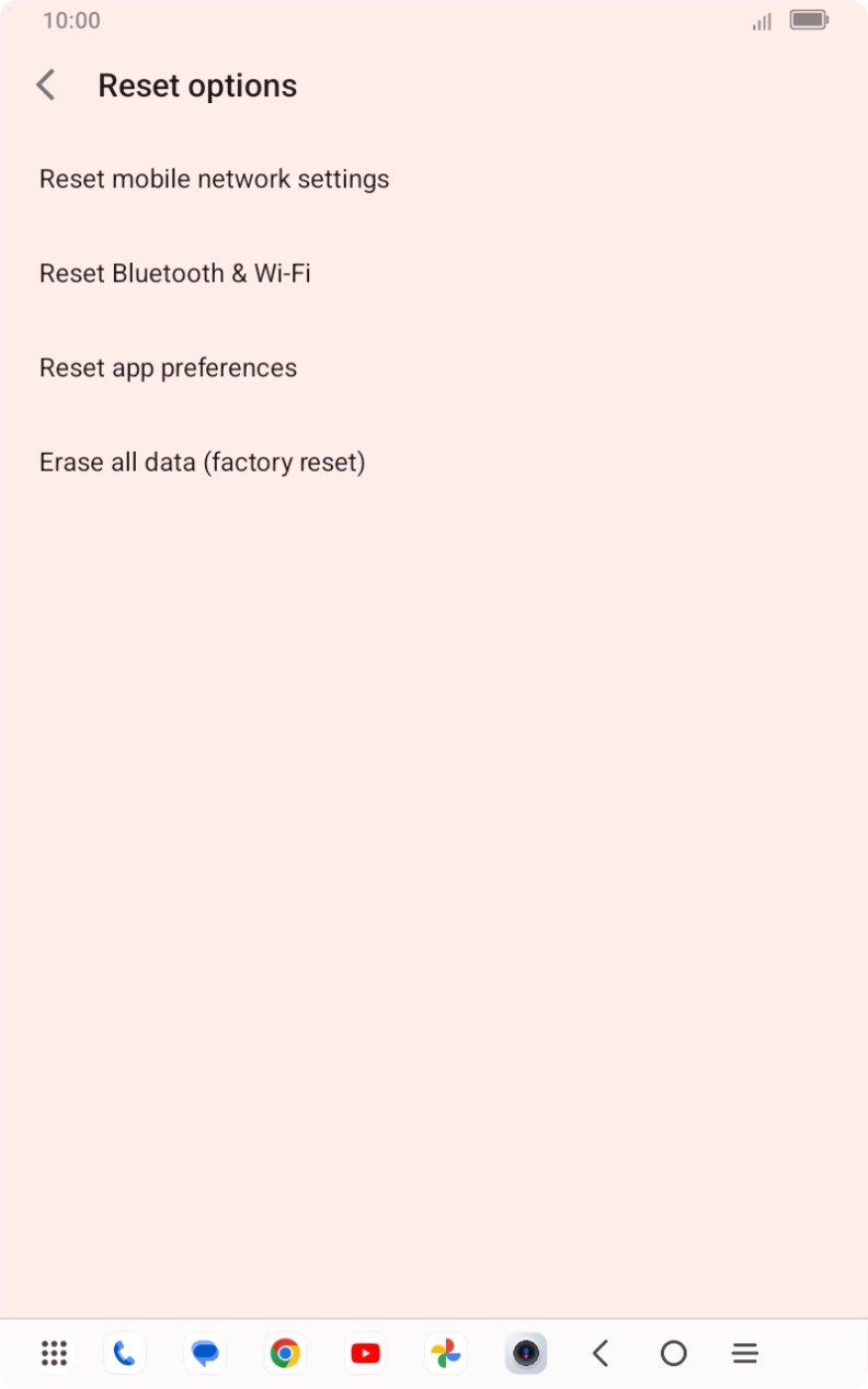 Press Erase all data (factory reset). Press Erase all data (factory reset).