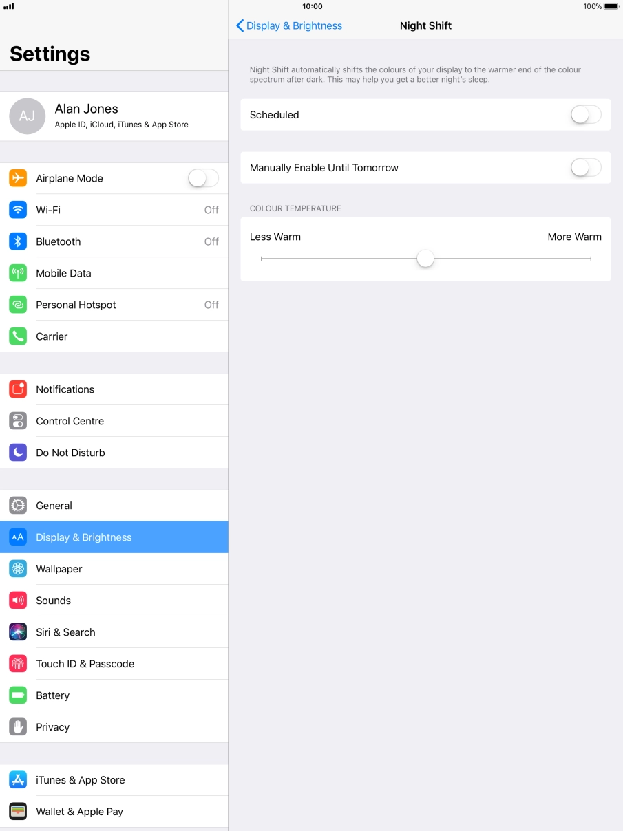 Press the indicator next to 