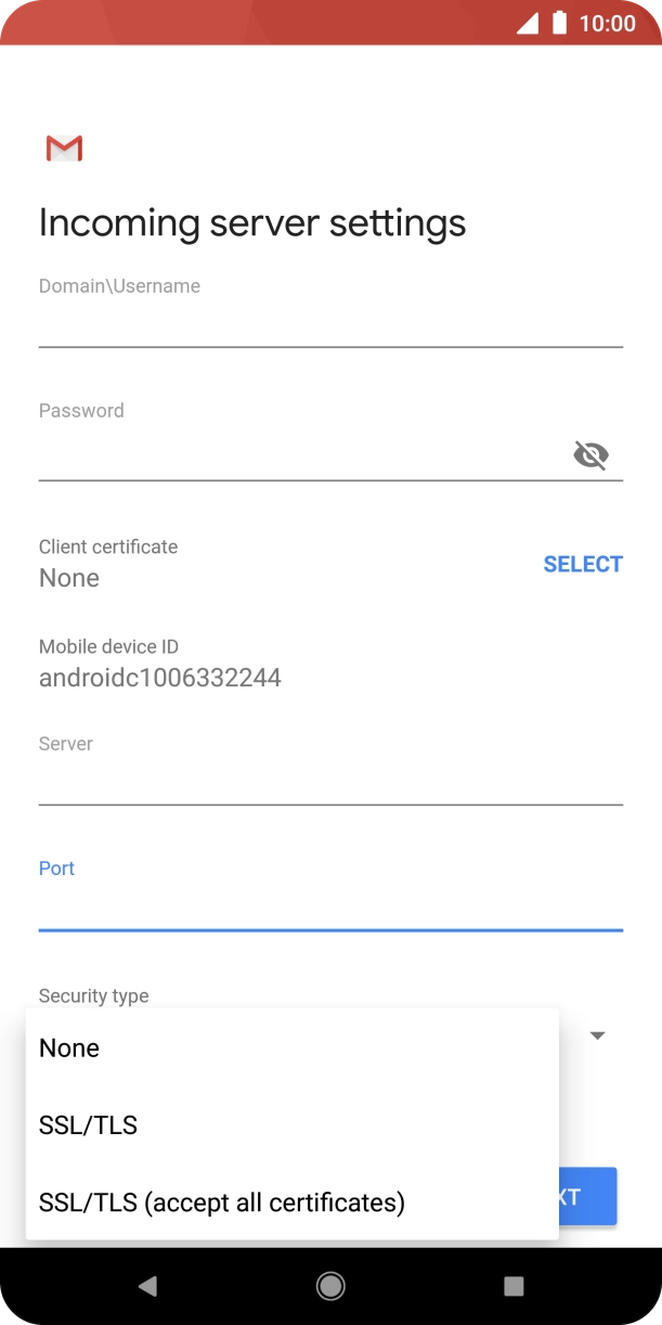 Press the required setting.