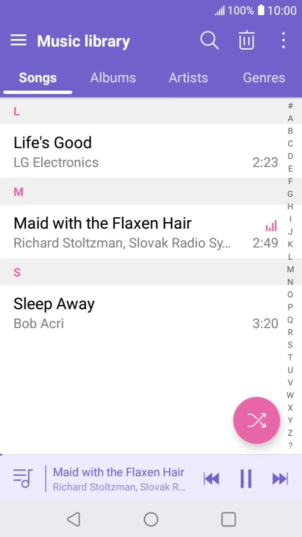 Press the song title at the bottom of the screen.