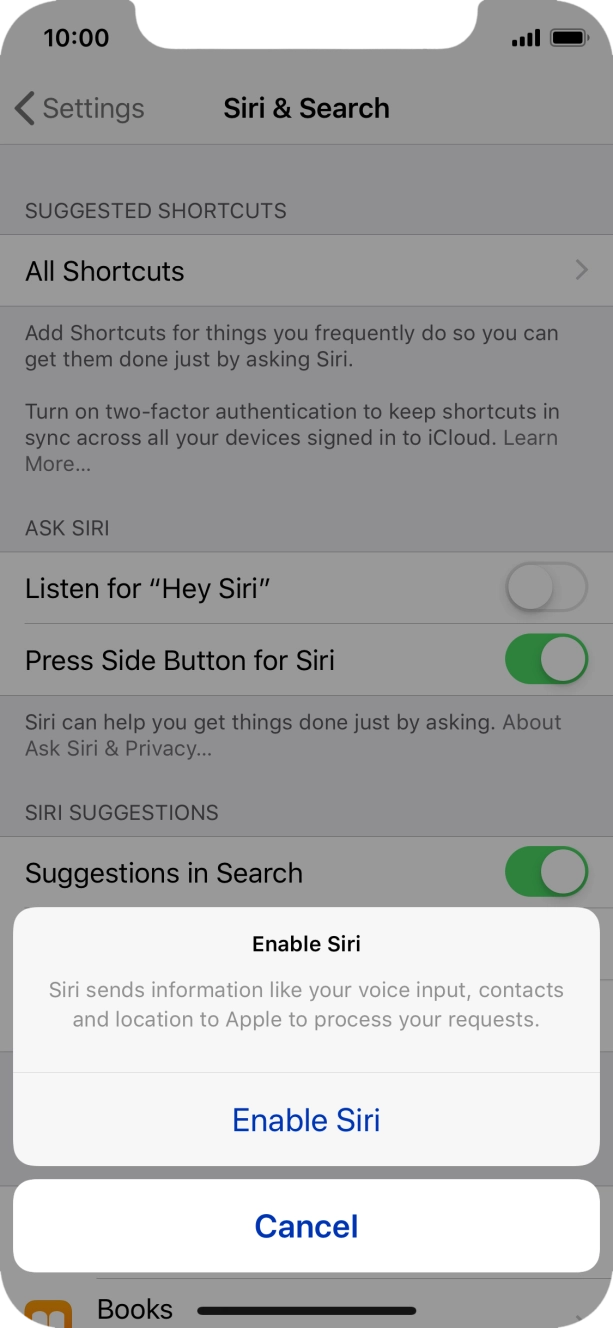 Press Enable Siri.