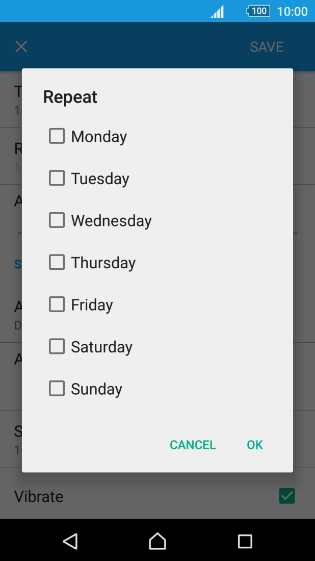 Press the required days to select them.