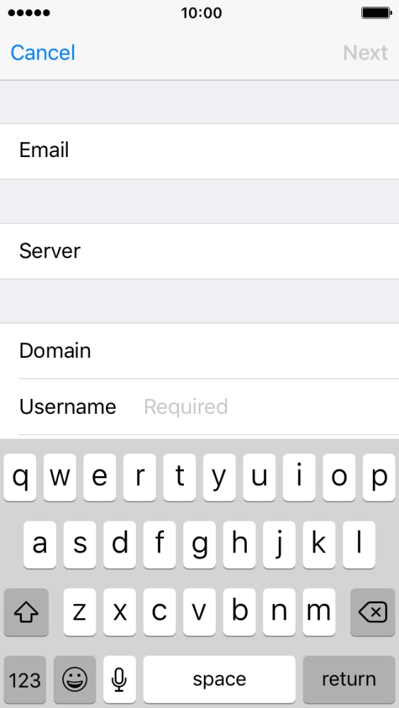 Press Username and key in the username.
