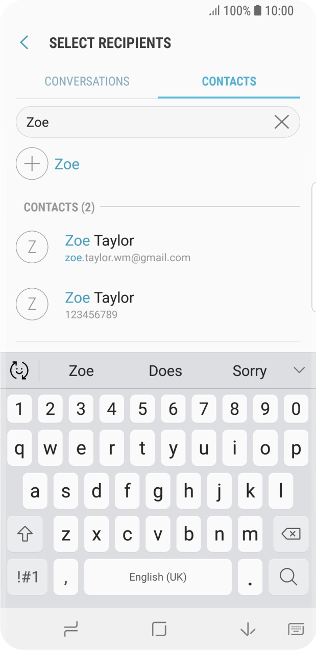 Press the required contact.