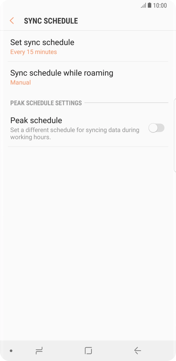 Press Set sync schedule. Press Set sync schedule.