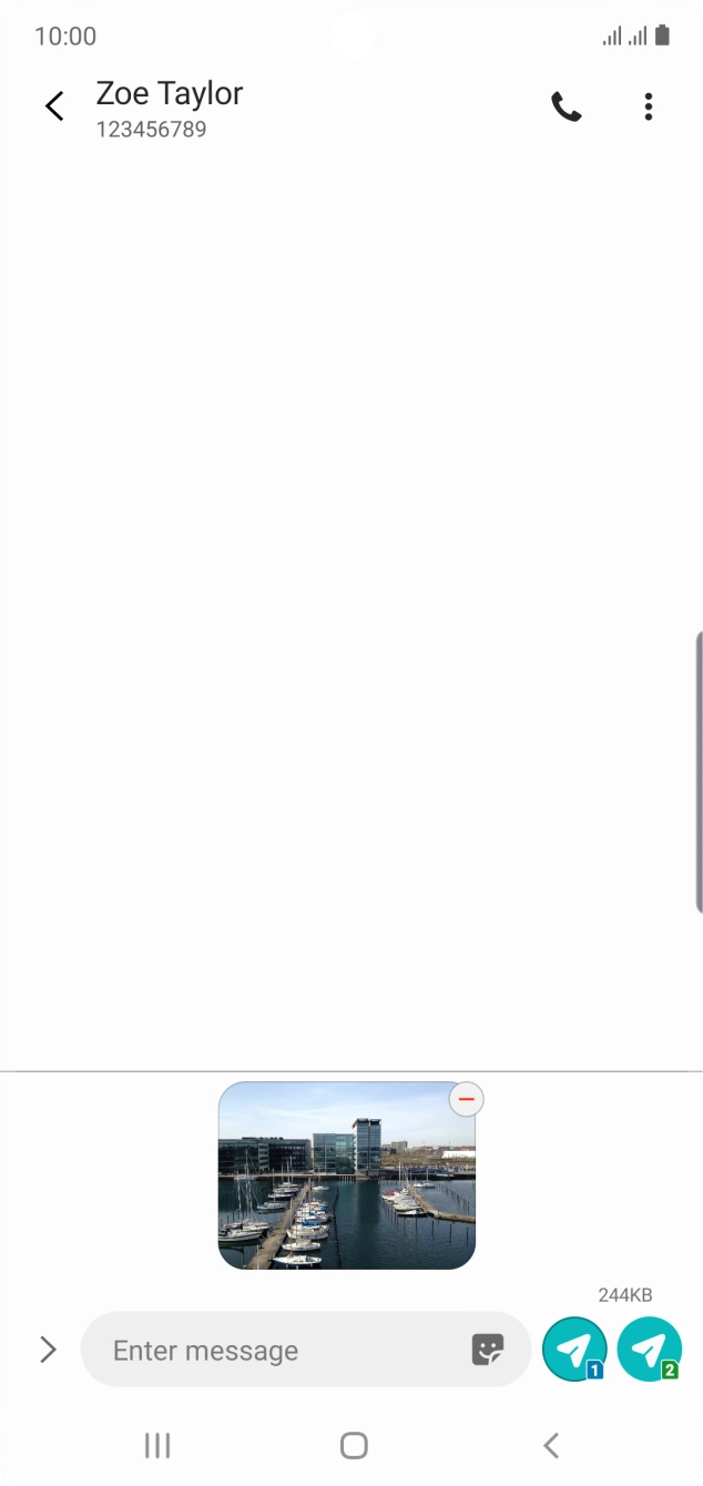 Press the text input field and write the text for your picture message.