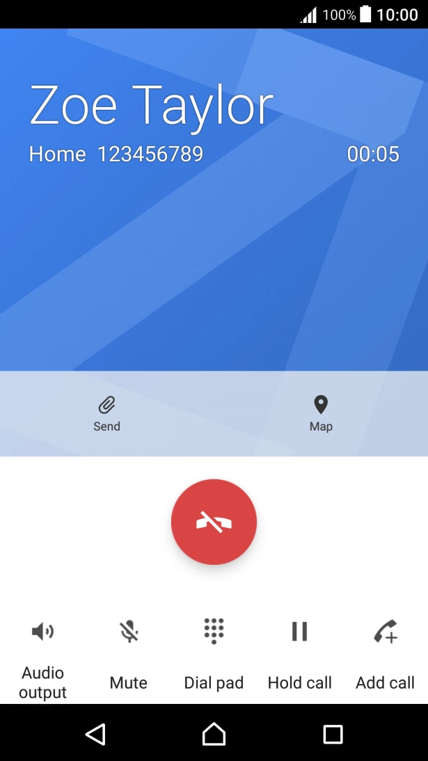 Press the end call icon.