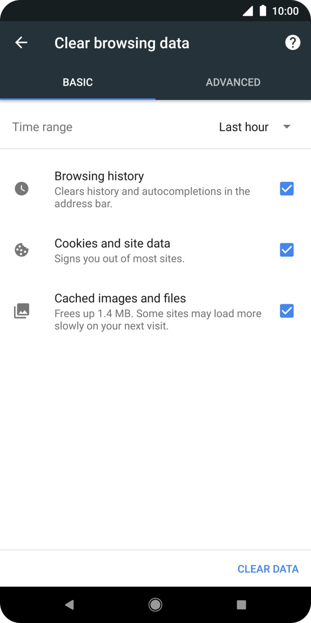 Press the field next to the required data types.