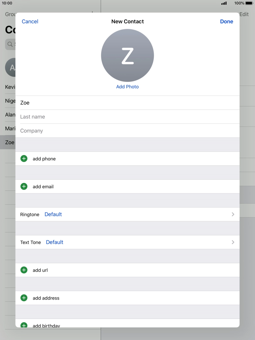 Press Last name and key in the last name.