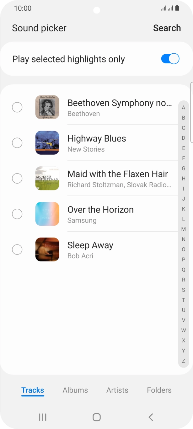 Press the different ring tones to hear them.