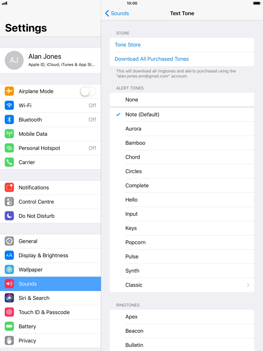Press the different message tones to hear them.
