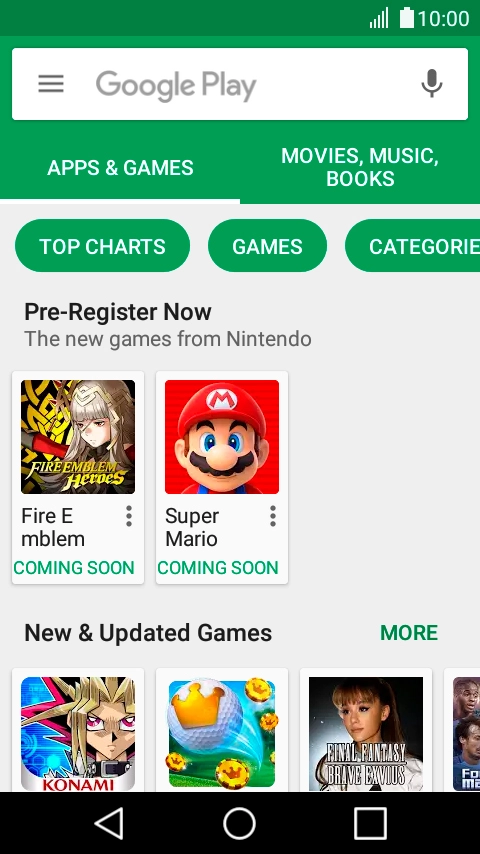 Press the search field.