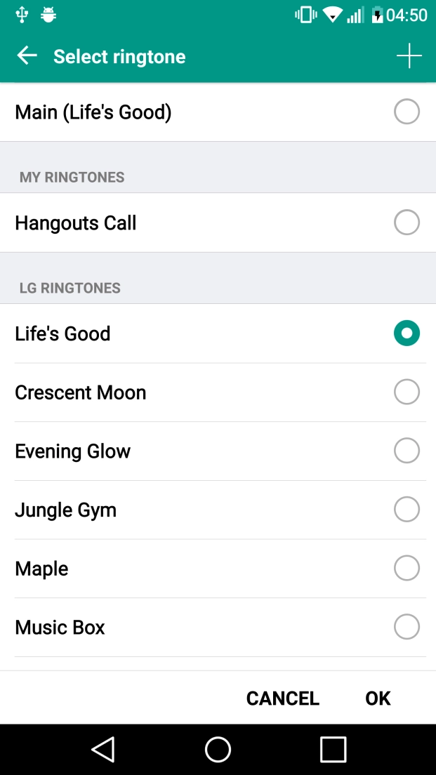 Once you've found a ring tone you like, press OK.