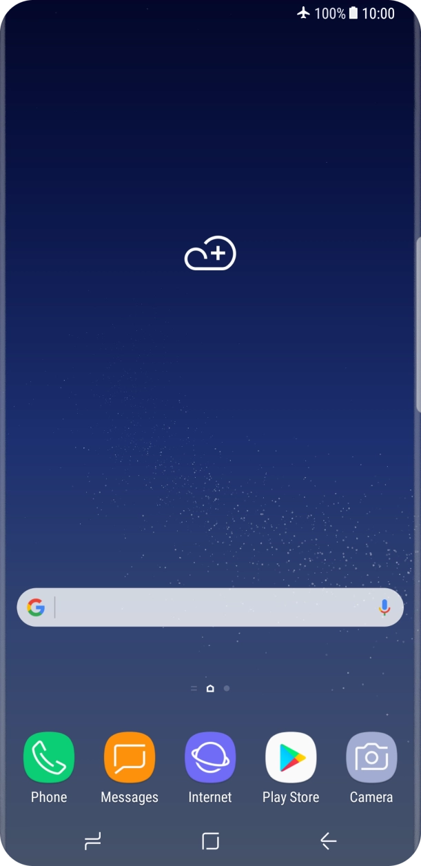 The flight mode icon shows that flight mode is turned on.