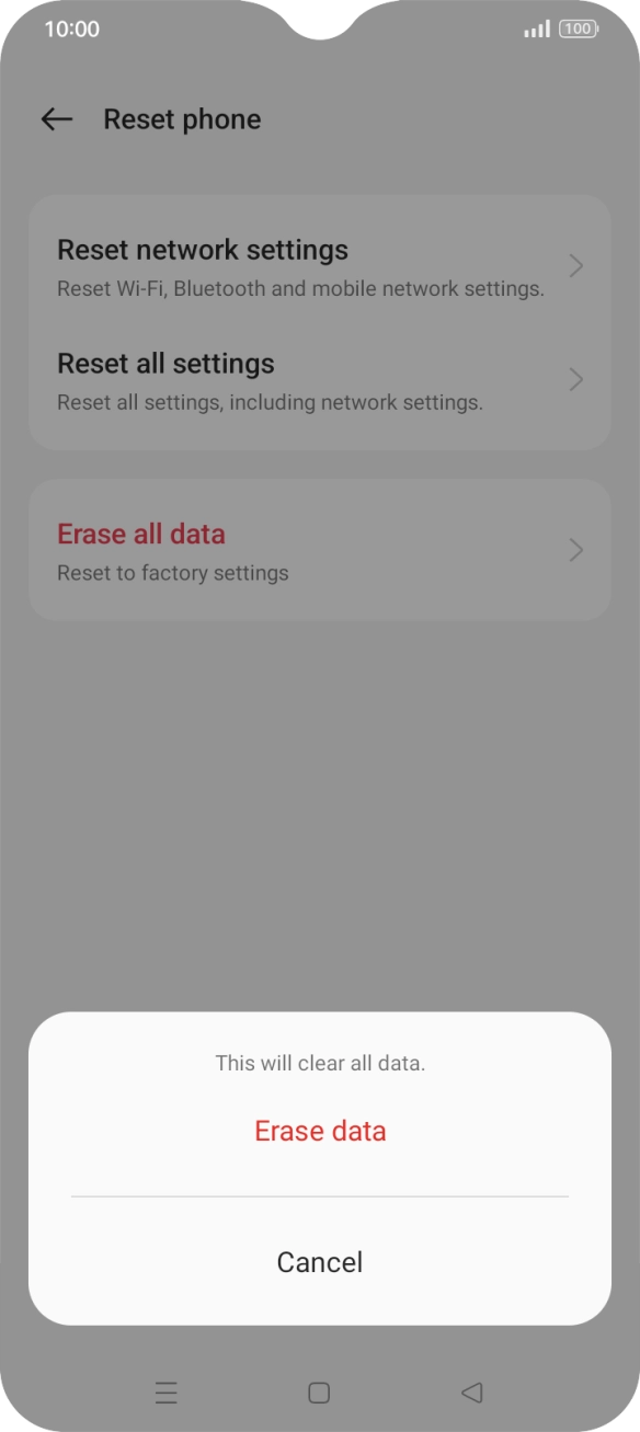 Press the required setting. Press the required setting.