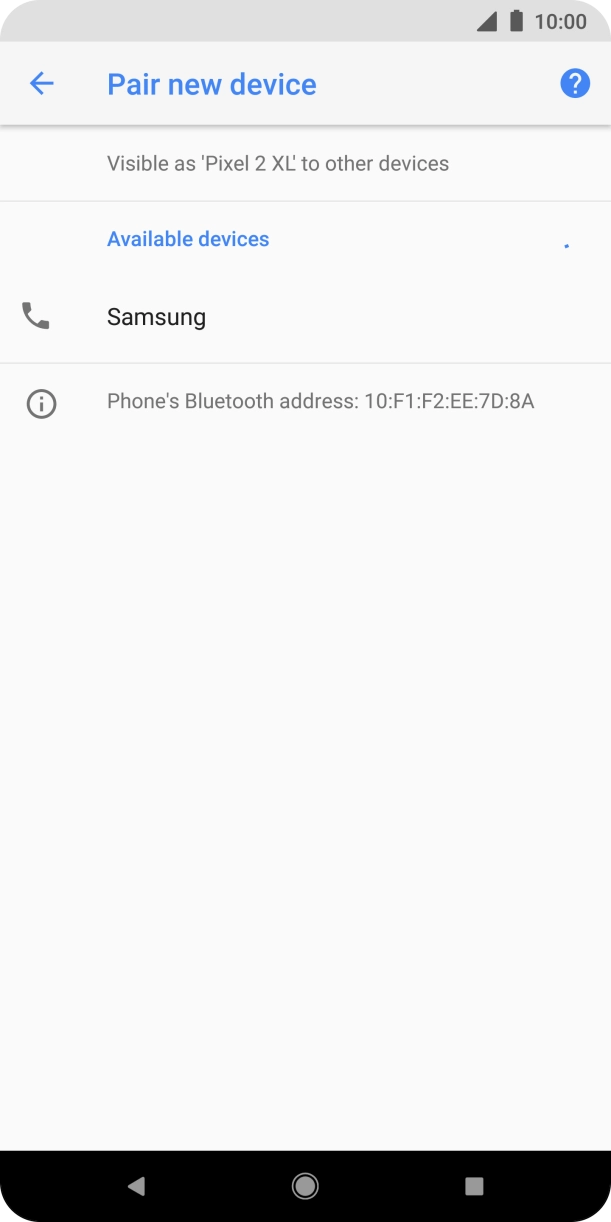 Press the required Bluetooth device and follow the instructions on the screen to pair the device with your phone.