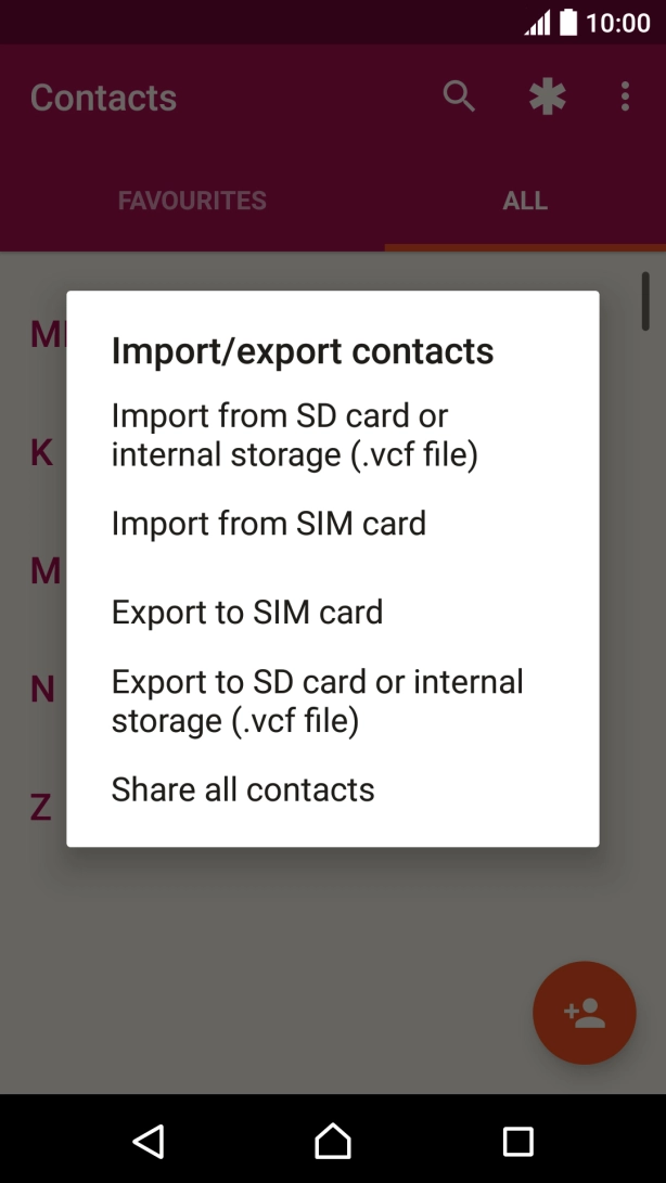 Press Import from SIM card. Press Import from SIM card.