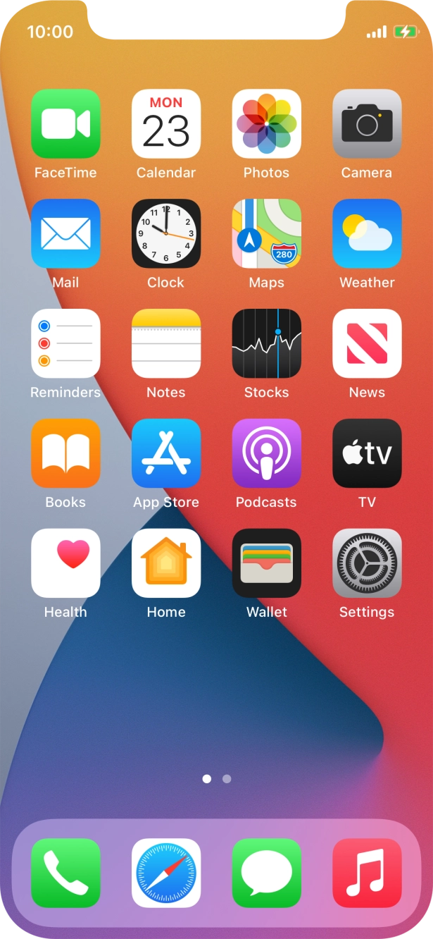 The battery charging icon shows that the battery is charging.