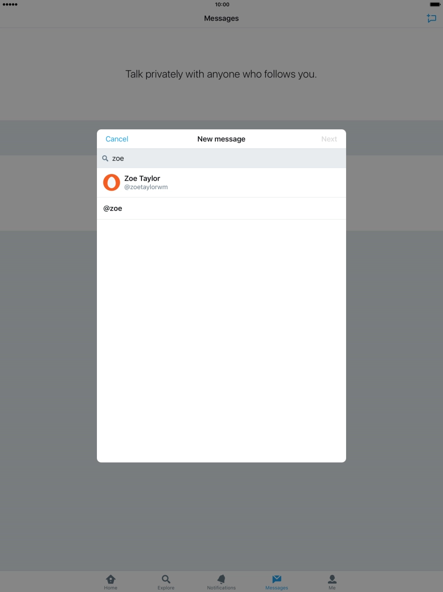 Press the required contact.