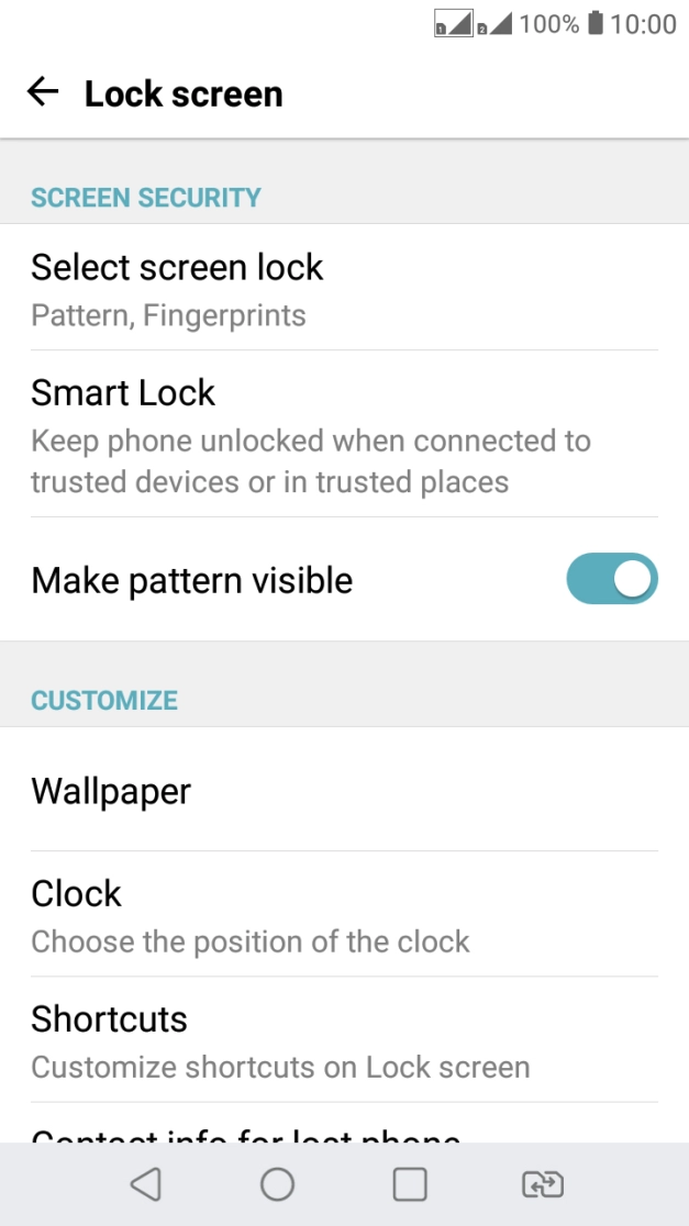 Press Select screen lock and key in the current phone lock code.
