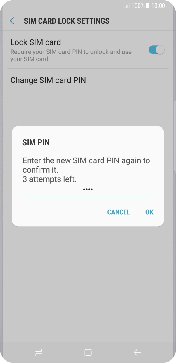 Key in the new PIN again and press OK.