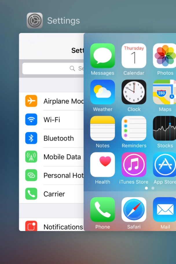 Slide the required application upwards to end it.