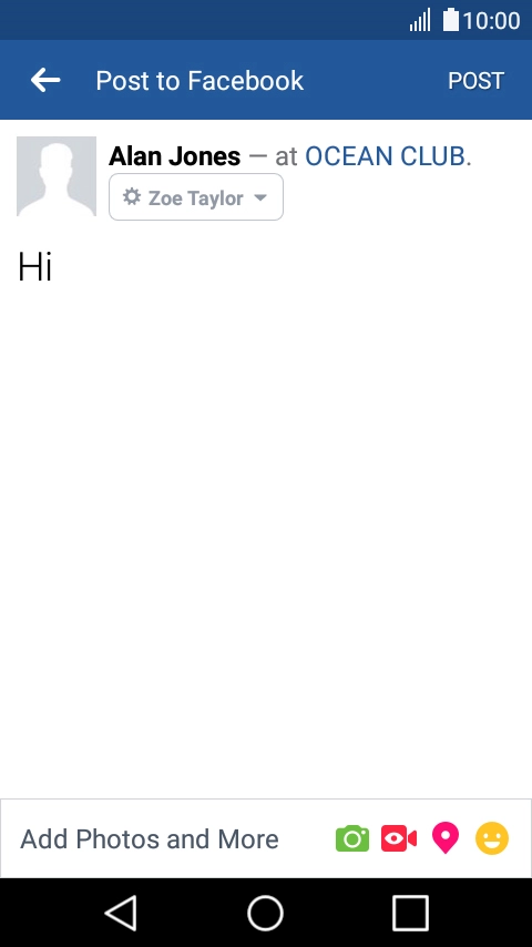 Write the required text and press POST.