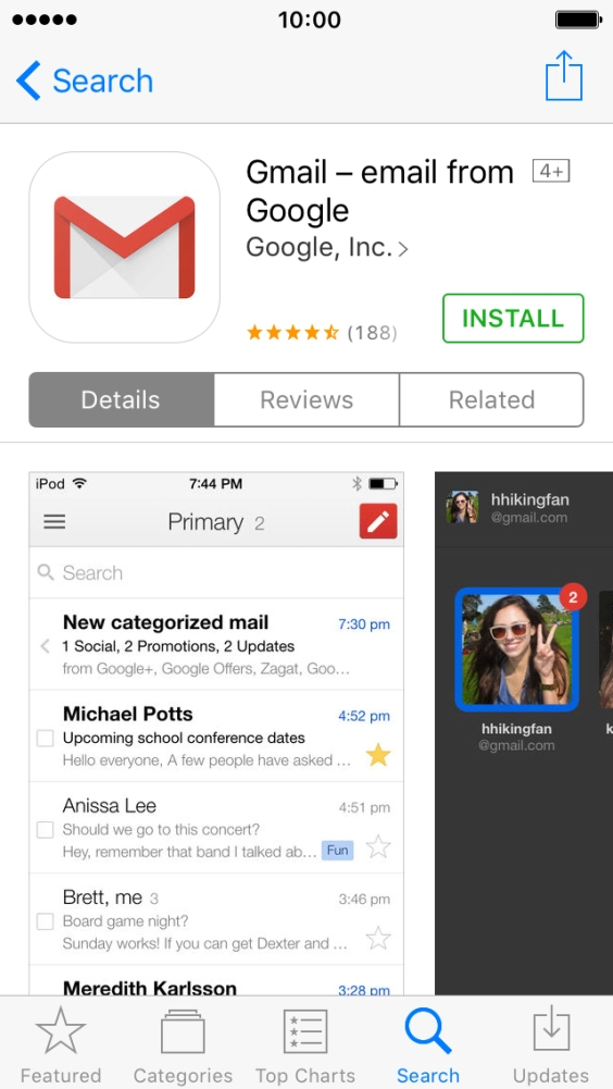 Press INSTALL and wait while Gmail is installed.