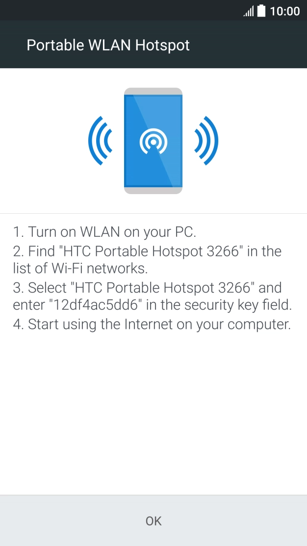 Press OK to turn on the function.