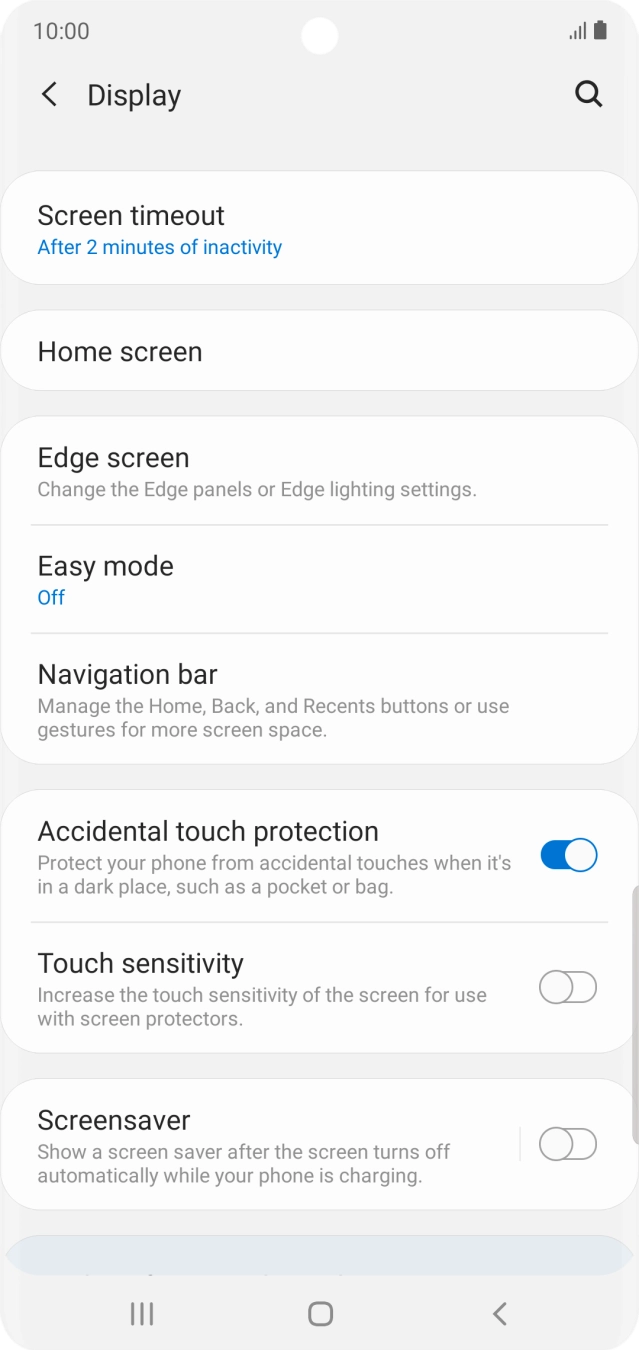 Press Screen timeout.
