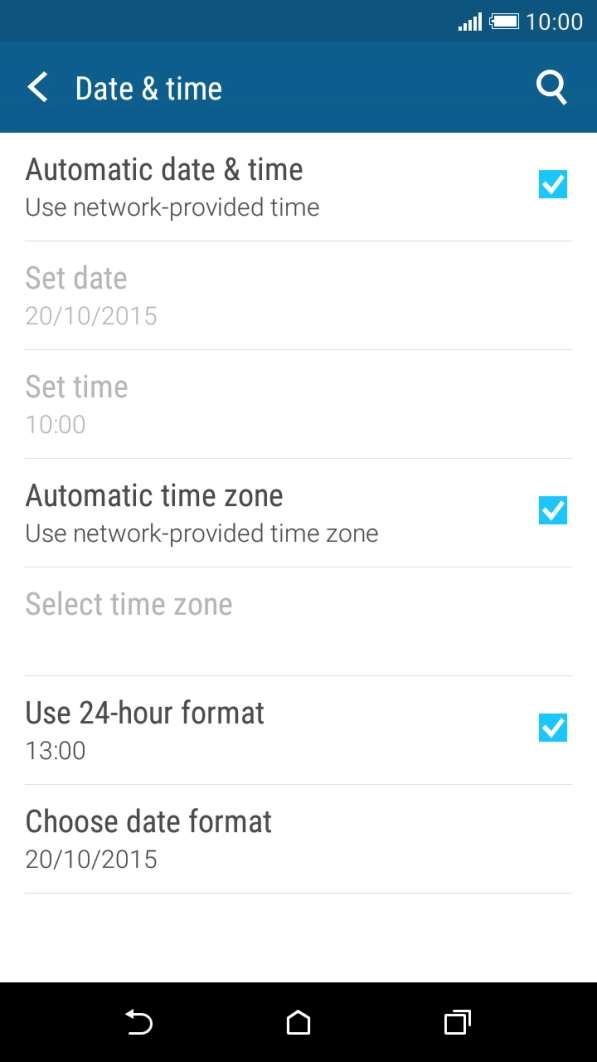 Press Automatic date & time to turn on the function.