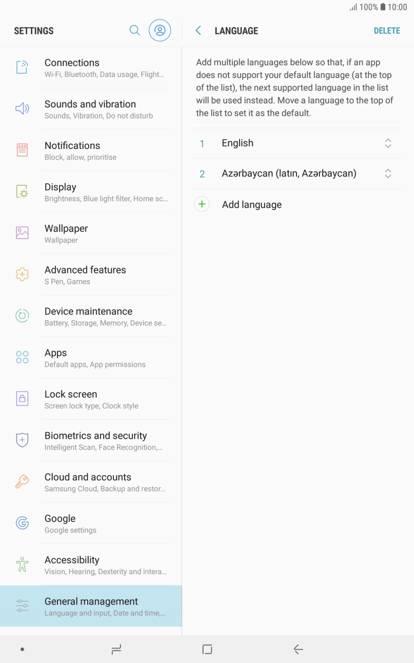 To subsequently select another language as the default language, press the move icon next to the required language and drag it to the top of the list.