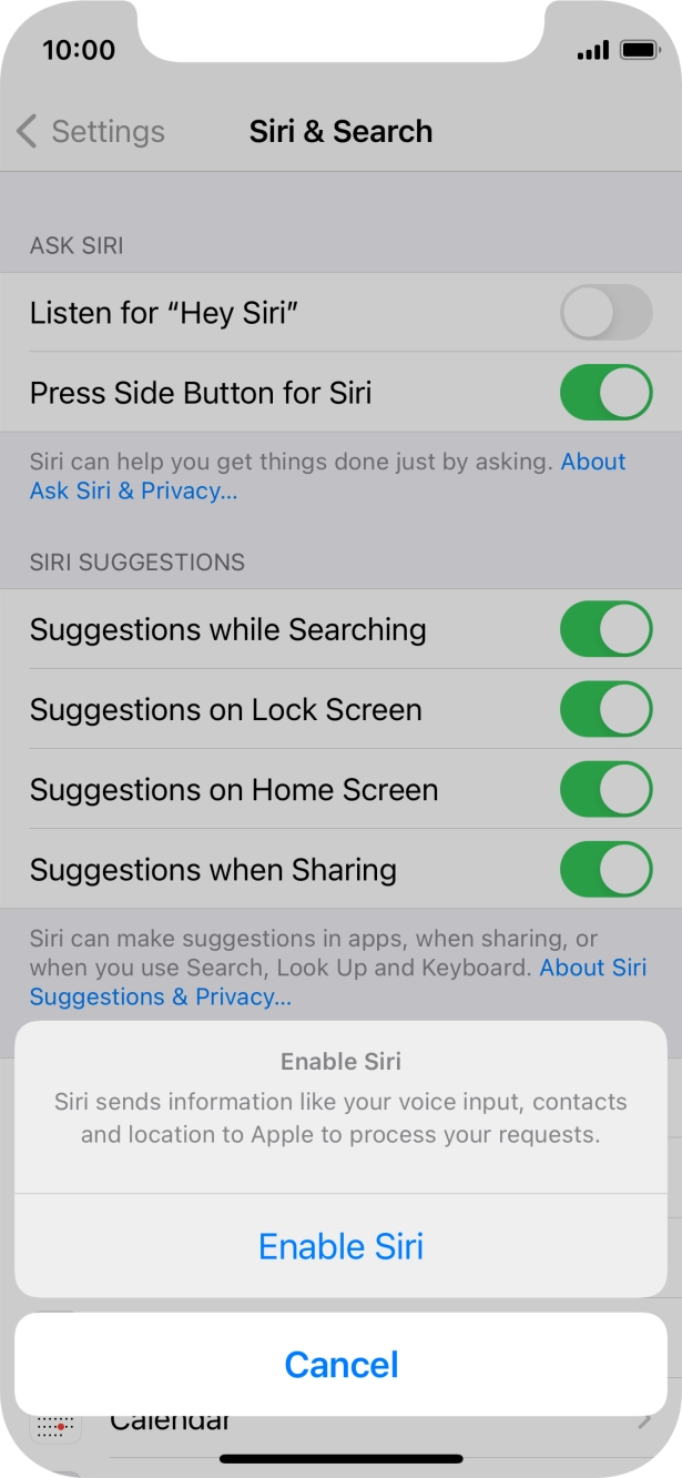 Press Enable Siri.