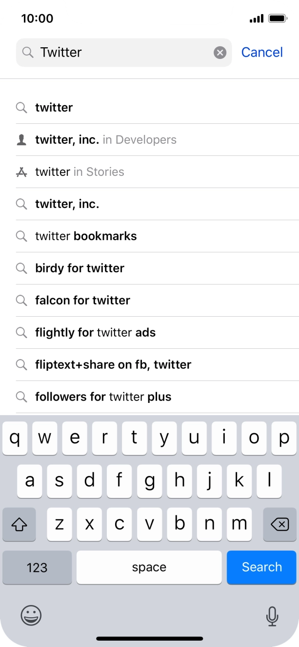 Key in Twitter and press Search.