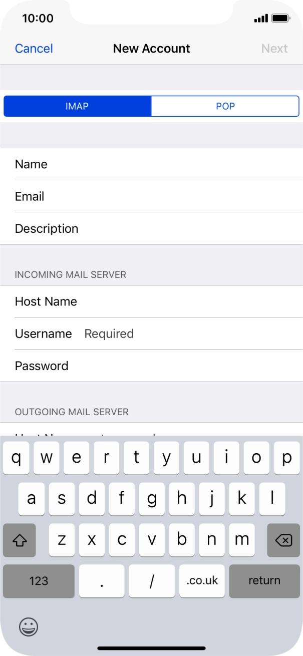 Press Username and key in the username for your Telstra email account.