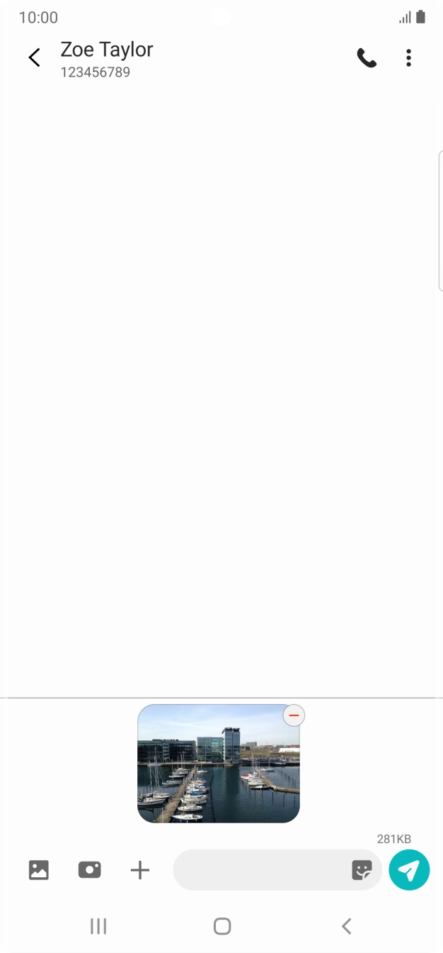 Press the text input field and write the text for your picture message.
