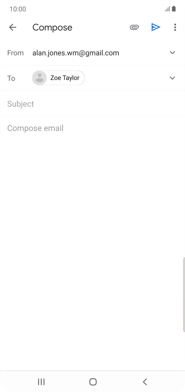 Press Subject and key in the subject for the email.