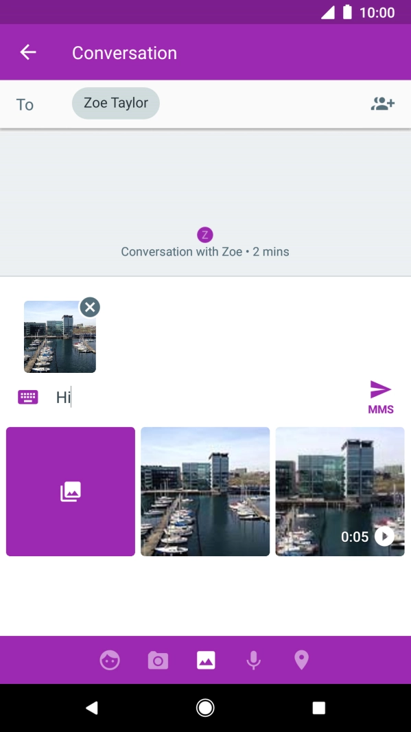 Press the send icon when you've finished your picture message.