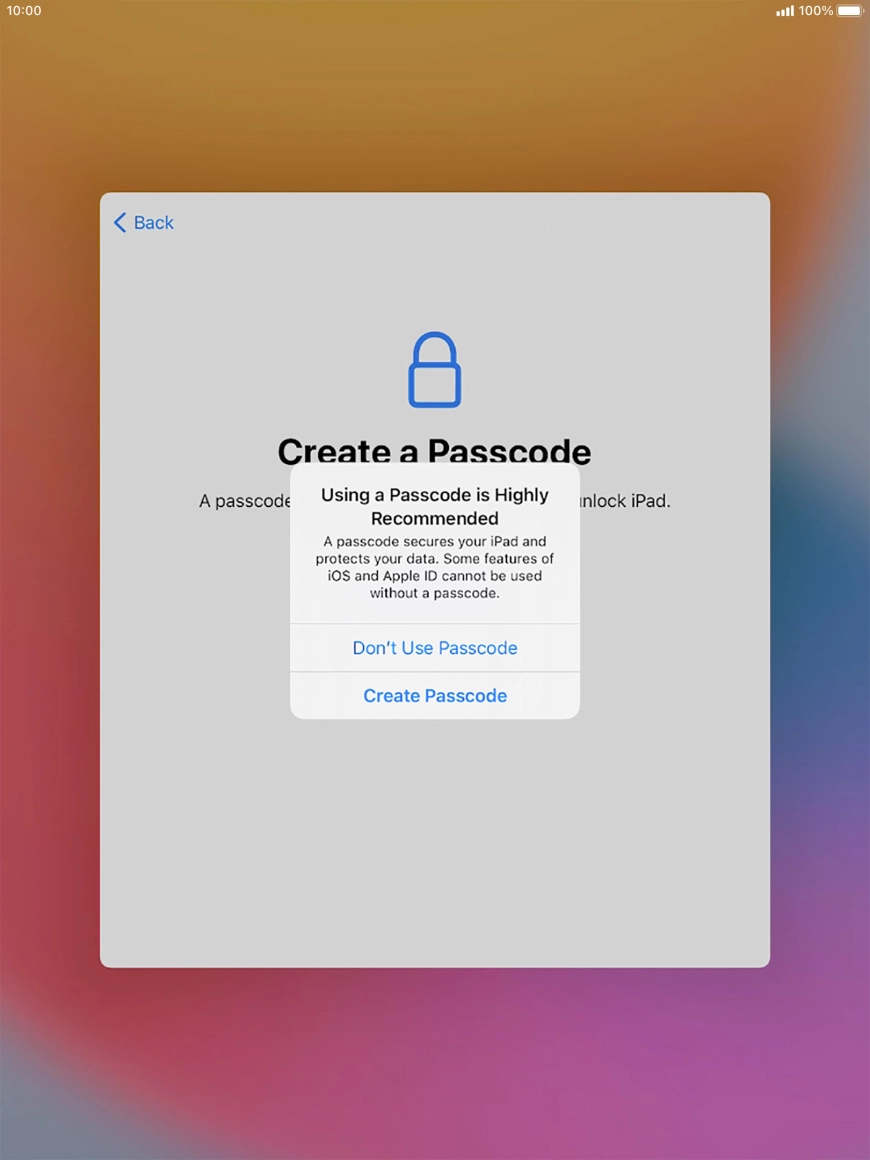 If you turn off the function, press Don't Use Passcode. If you turn off the function, press Don't Use Passcode.