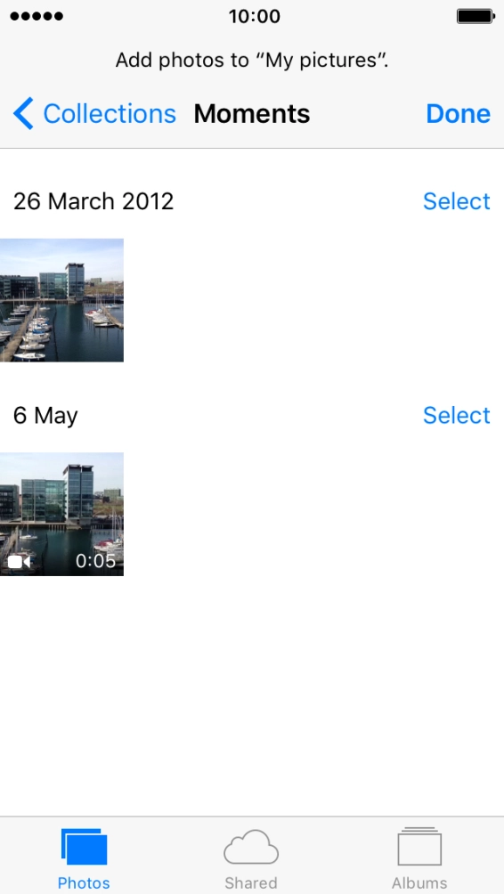 Press the required picture or video clip.