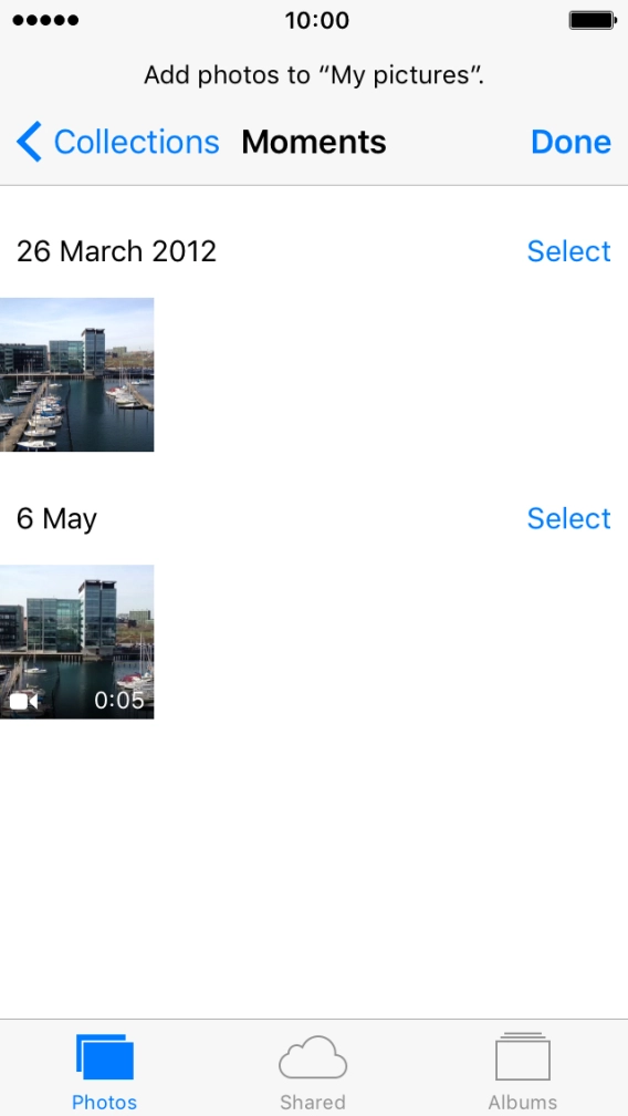 Press the required picture or video clip.