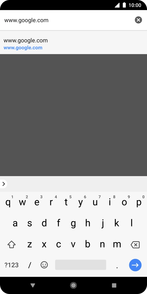 Key in the address of the required web page and press arrow right.