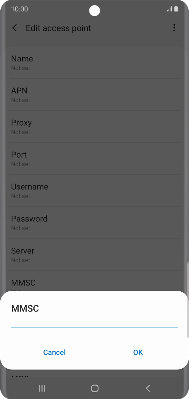 Key in http://mmsc.telstra.com:8002 and press OK.