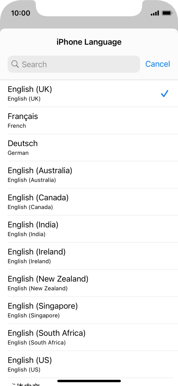 Press the required language.