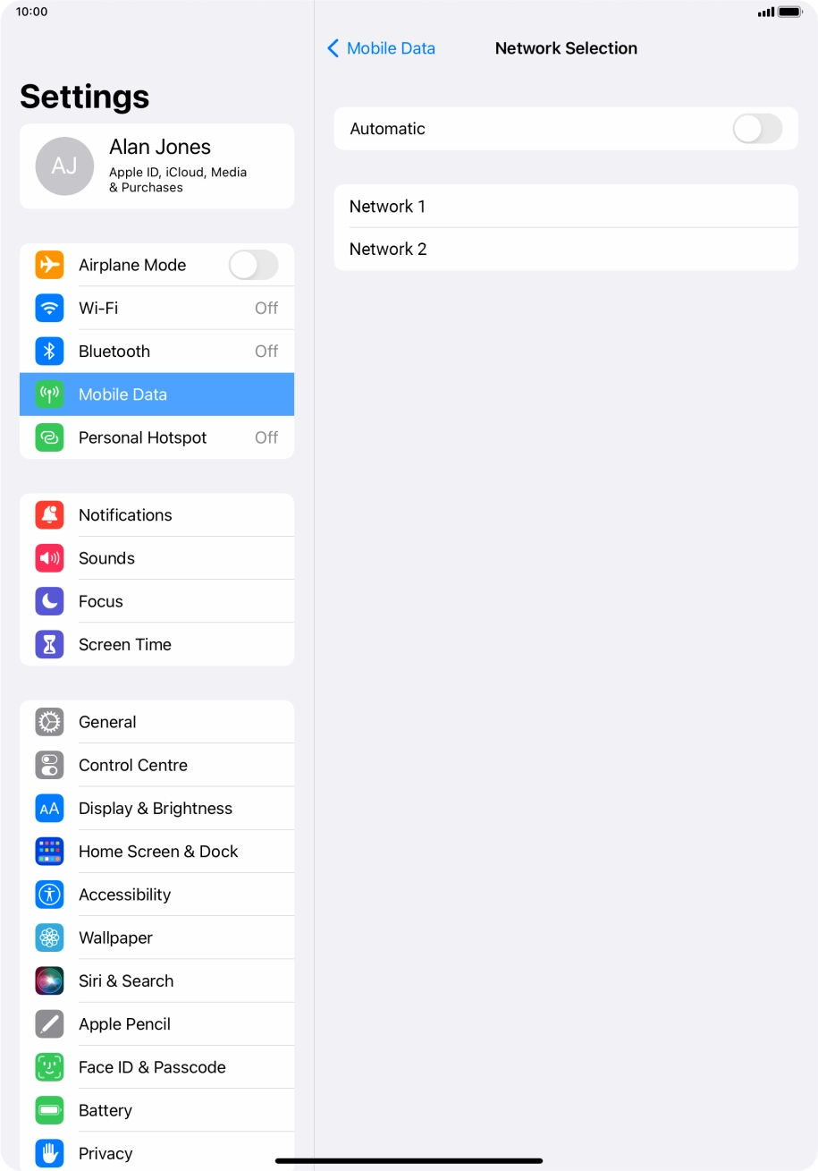 If you turn off the function, press the required network.