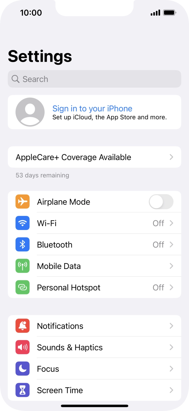 Press Sign in to your iPhone.