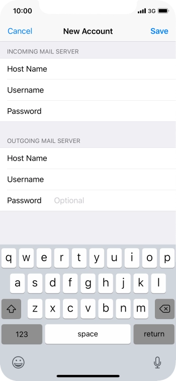 Press Password and key in the password for your email account. Press Password and key in the password for your email account.
